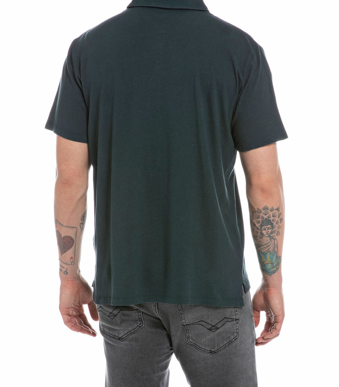 Essentialリネンコットンジャージーポロシャツ 詳細画像 ボトルグリーン 2